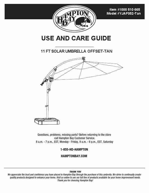 Hampton Bay 11 Ft Dia Solar Powered Patio Umbrella Manual-page_pdf